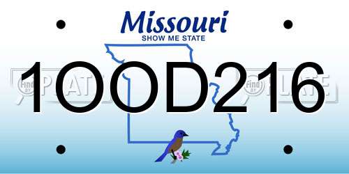 1OOD216 Missouri License Plate