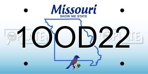 1OOD22 Missouri License Plate