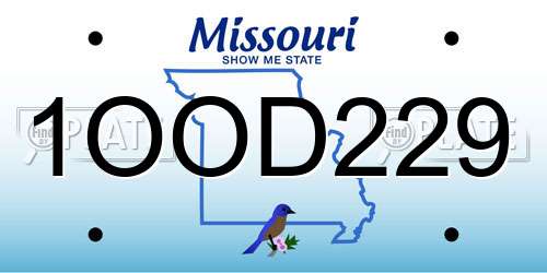 1OOD229 Missouri License Plate