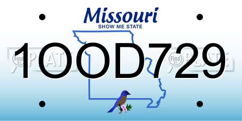 1OOD729 Missouri License Plate