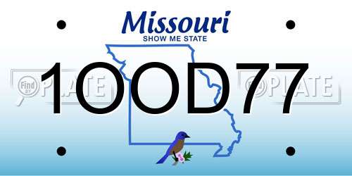 1OOD77 Missouri License Plate