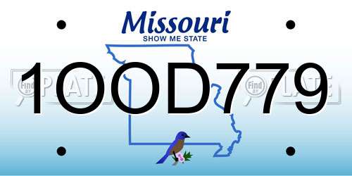 1OOD779 Missouri License Plate