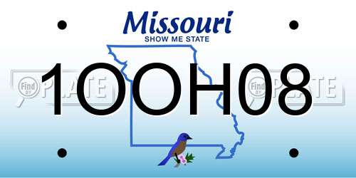 1OOH08 Missouri License Plate