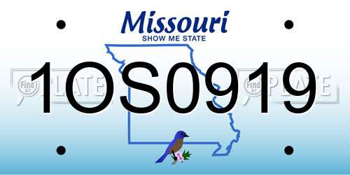 1OS0919 Missouri License Plate