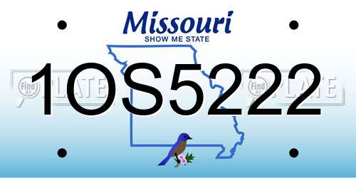 1OS5222 Missouri License Plate