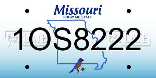 1OS8222 Missouri License Plate