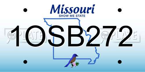 1OSB272 Missouri License Plate