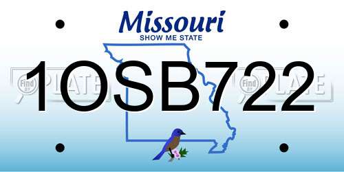 1OSB722 Missouri License Plate