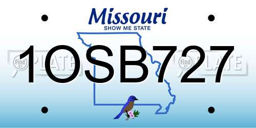 1OSB727 Missouri License Plate