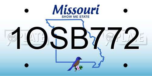 1OSB772 Missouri License Plate