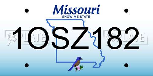 1OSZ182 Missouri License Plate