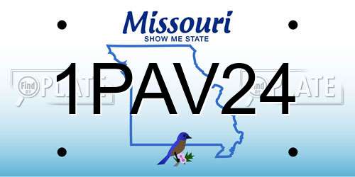 1PAV24 Missouri License Plate