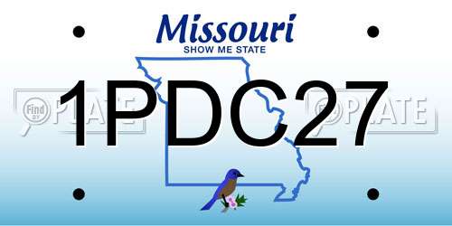 1PDC27 Missouri License Plate