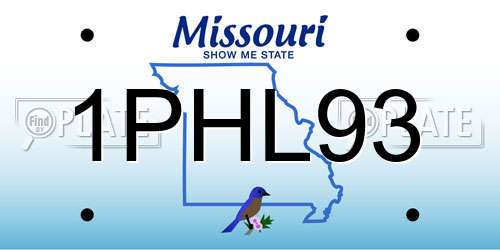 1PHL93 Missouri License Plate