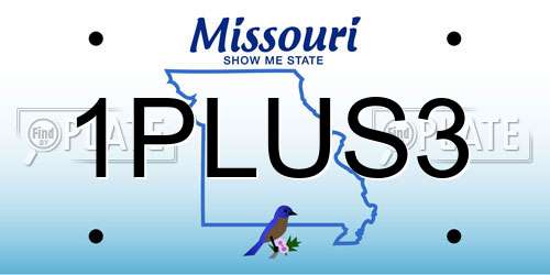 1PLUS3 Missouri License Plate