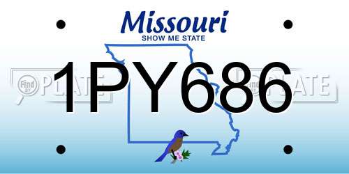 1PY686 Missouri License Plate