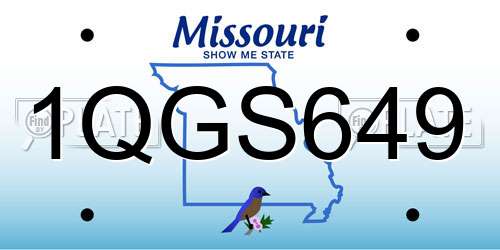 1QGS649 Missouri License Plate