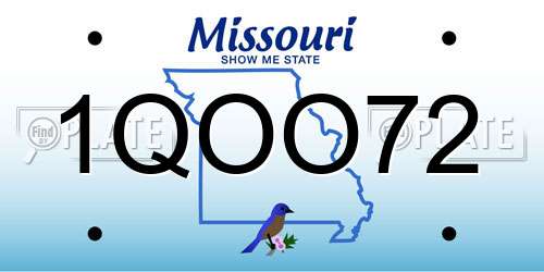 1QOO72 Missouri License Plate