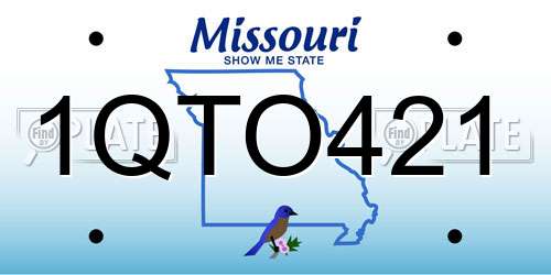 1QTO421 Missouri License Plate