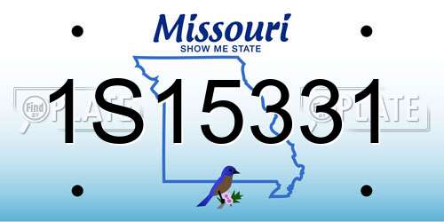 1S15331 Missouri License Plate