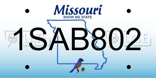 1SAB802 Missouri License Plate