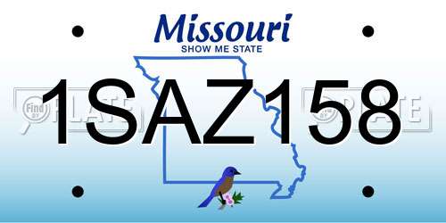 1SAZ158 Missouri License Plate