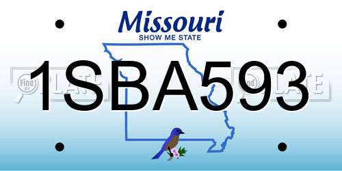 1SBA593 Missouri License Plate