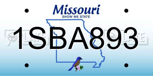 1SBA893 Missouri License Plate