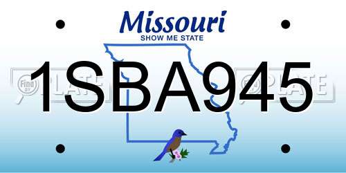 1SBA945 Missouri License Plate