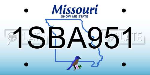 1SBA951 Missouri License Plate