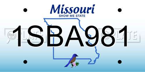 1SBA981 Missouri License Plate