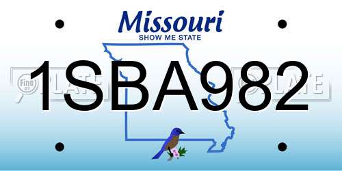 1SBA982 Missouri License Plate
