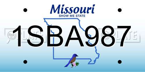 1SBA987 Missouri License Plate
