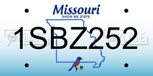 1SBZ252 Missouri License Plate
