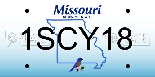 1SCY18 Missouri License Plate