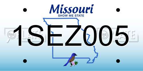 1SEZ005 Missouri License Plate