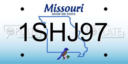 1SHJ97 Missouri License Plate
