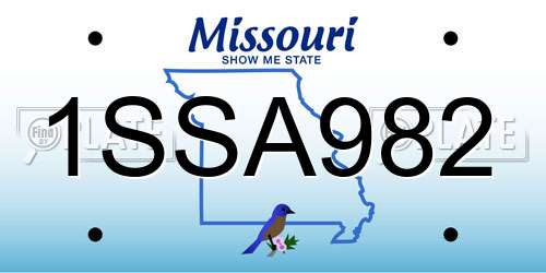 1SSA982 Missouri License Plate