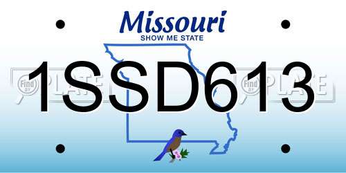 1SSD613 Missouri License Plate