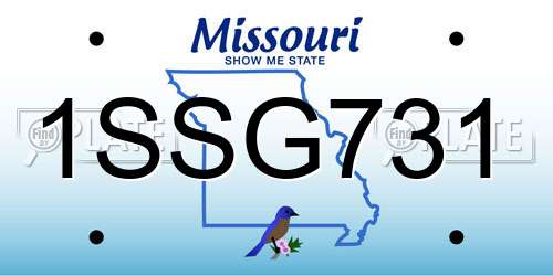 1SSG731 Missouri License Plate