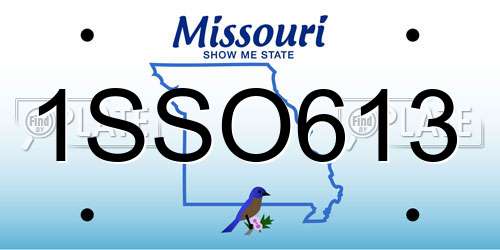 1SSO613 Missouri License Plate
