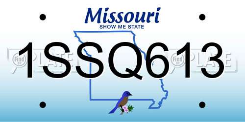 1SSQ613 Missouri License Plate