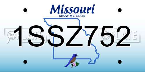 1SSZ752 Missouri License Plate