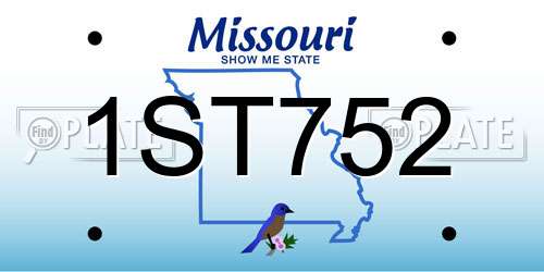 1ST752 Missouri License Plate