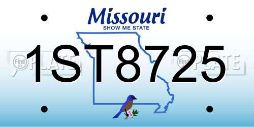 1ST8725 Missouri License Plate