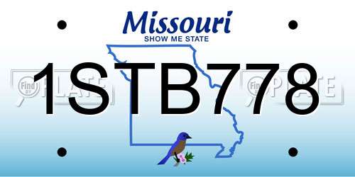 1STB778 Missouri License Plate
