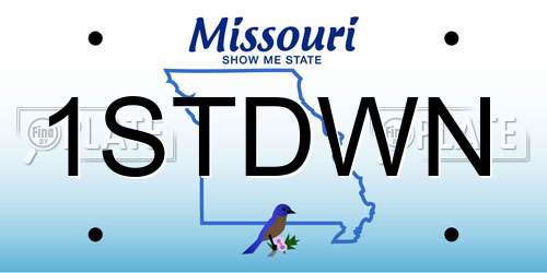 1STDWN Missouri License Plate