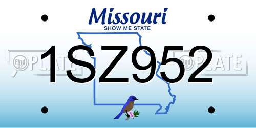 1SZ952 Missouri License Plate