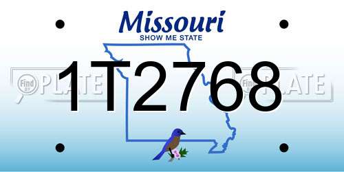 1T2768 Missouri License Plate