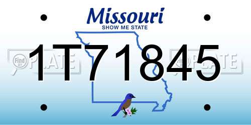 1T71845 Missouri License Plate